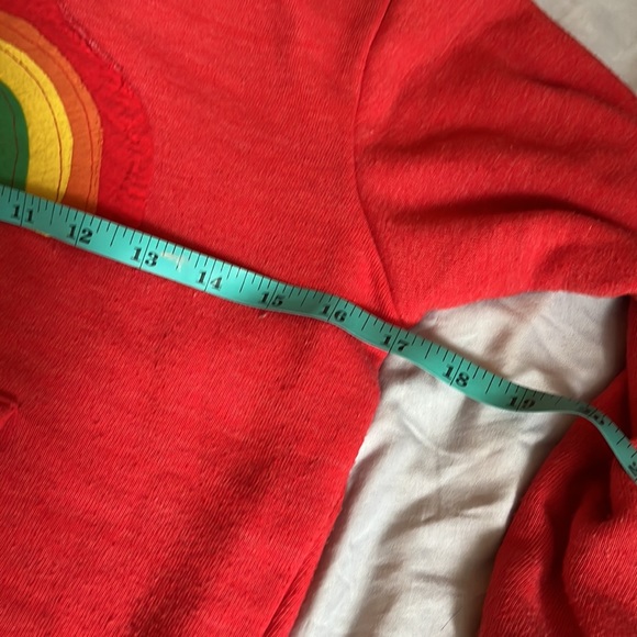 J La La Distressed Red Rainbow Hoodie Sweatshirt - Picture 8 of 9